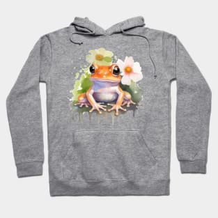 Frog Flower Watercolor Hoodie